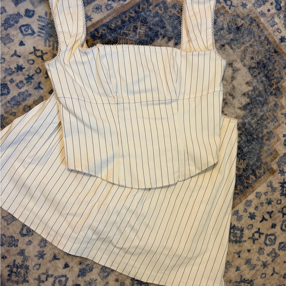 Wild Fable Cream and Black Striped Blouse